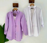 Pack of 2 lilac and white button down shirt